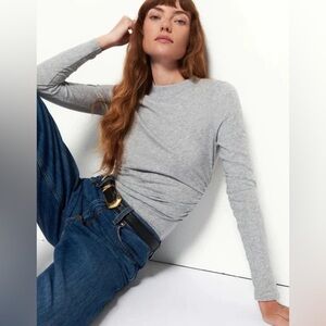 NWOT Nation LTD Rita Mock Neck Long Sleeve - Heather Grey M